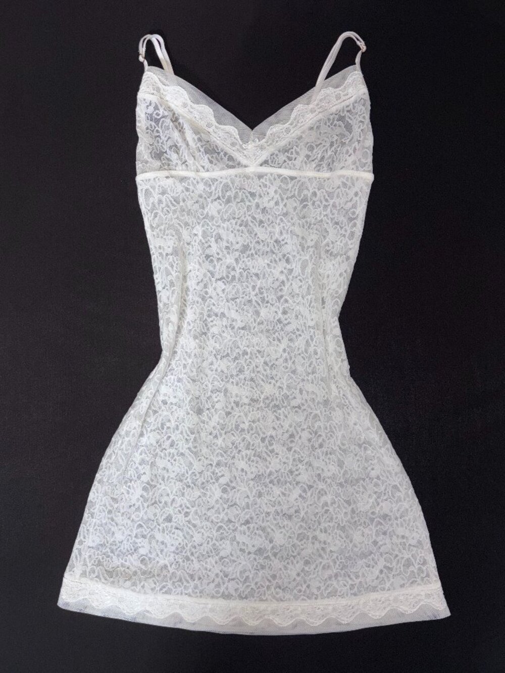Victoria's Secret White Floral Lace Slip Dress / Chemise Sz Medium Silver Label